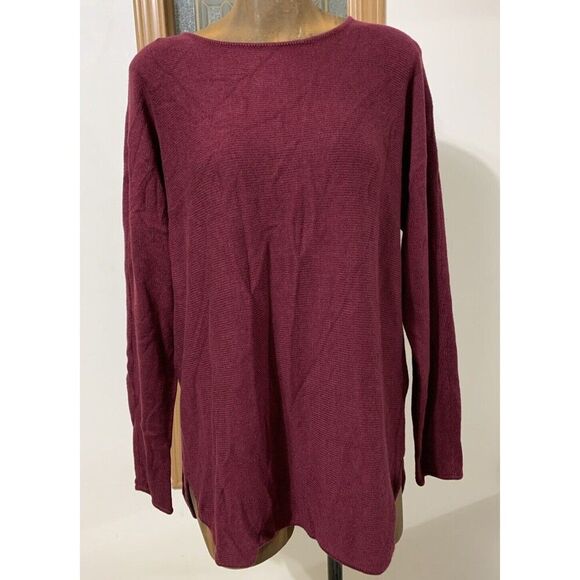 Michael Kors Sweater Dark Ruby Red Size Large Zipper At Back Cotton Blend - Picture 1 of 9